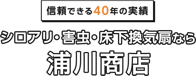 信頼できる40年の実績。シロアリ・害虫・床下換気扇なら浦河商店